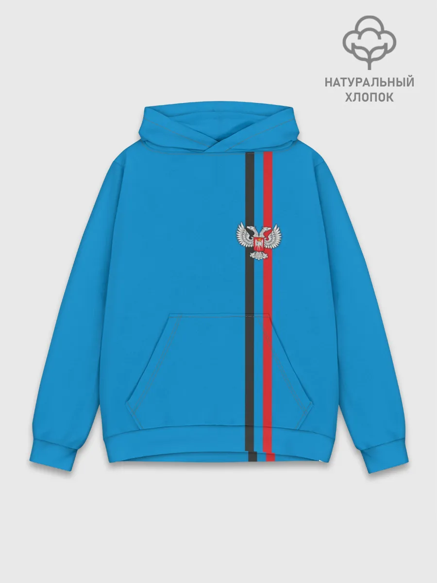 Худи мужской база хлопок / ДНР, лента с гербом