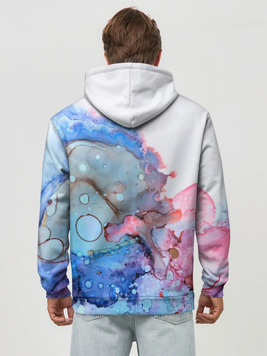 Худи мужской база хлопок / Акварельные разводы
