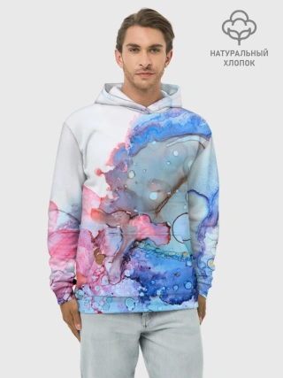 Худи мужской база хлопок / Акварельные разводы