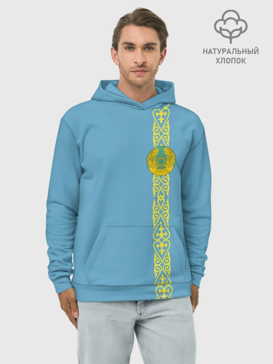 Худи мужской база хлопок / Казахстан, лента с гербом