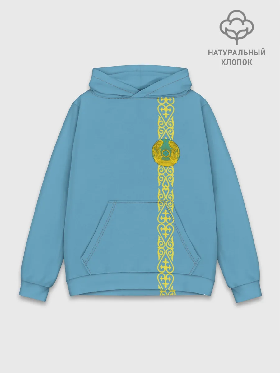 Худи мужской база хлопок / Казахстан, лента с гербом