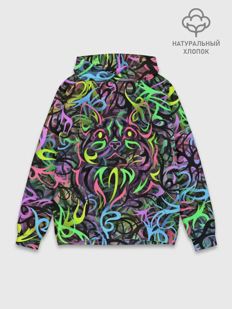 Худи мужской база хлопок / Абстрактный кот