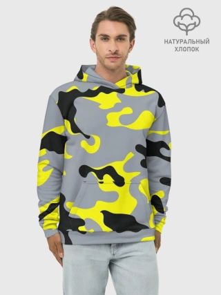 Худи мужской база хлопок / Yellow camouflage