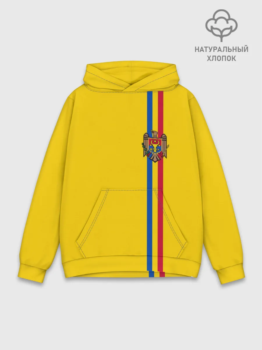 Худи мужской база хлопок / Молдавия, лента с гербом