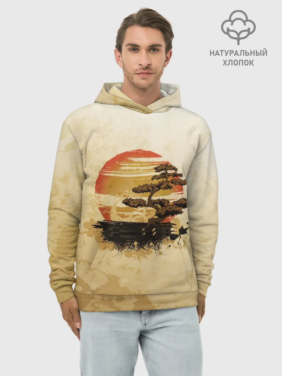 Худи мужской база хлопок / Дерево на закате