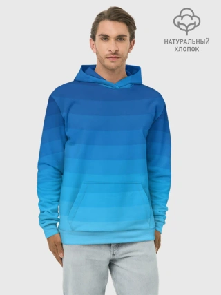 Худи мужской база хлопок / Синие полосы