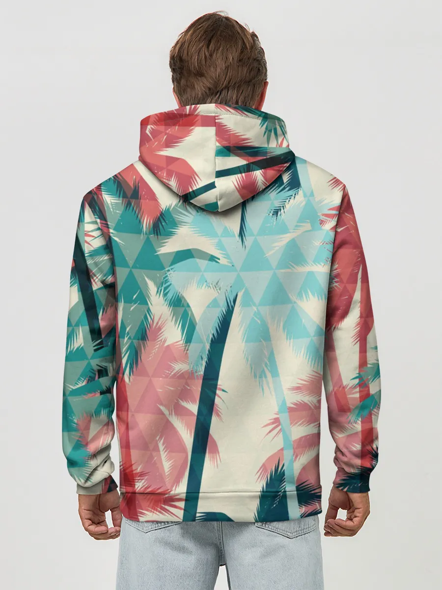 Худи мужской база хлопок / Абстракция Пальмы Текстура