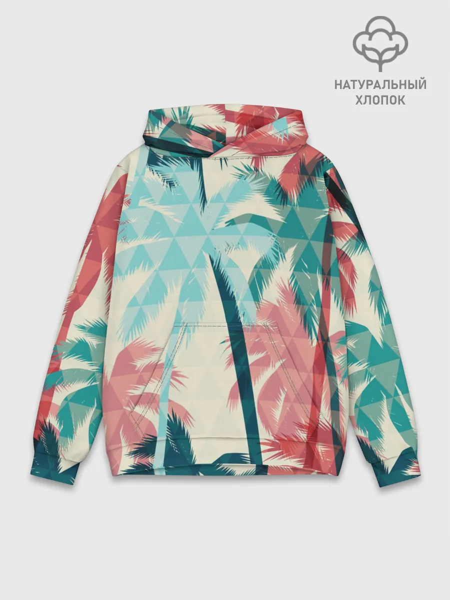 Худи мужской база хлопок / Абстракция Пальмы Текстура