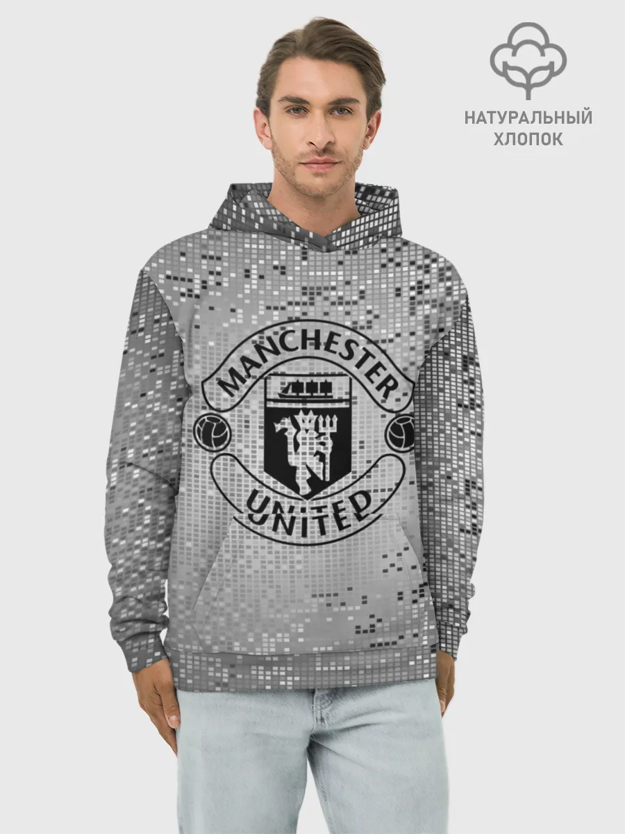 Худи мужской база хлопок / Манчестер Юнайтед Pixels