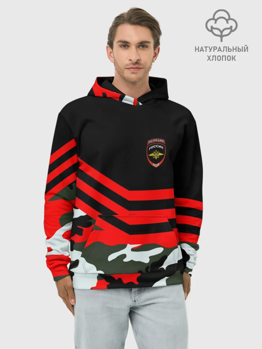 Худи мужской база хлопок / Камуфляж Полиция