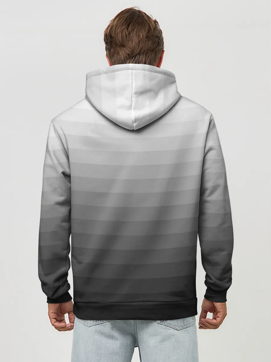 Худи мужской база хлопок / Серые полосы