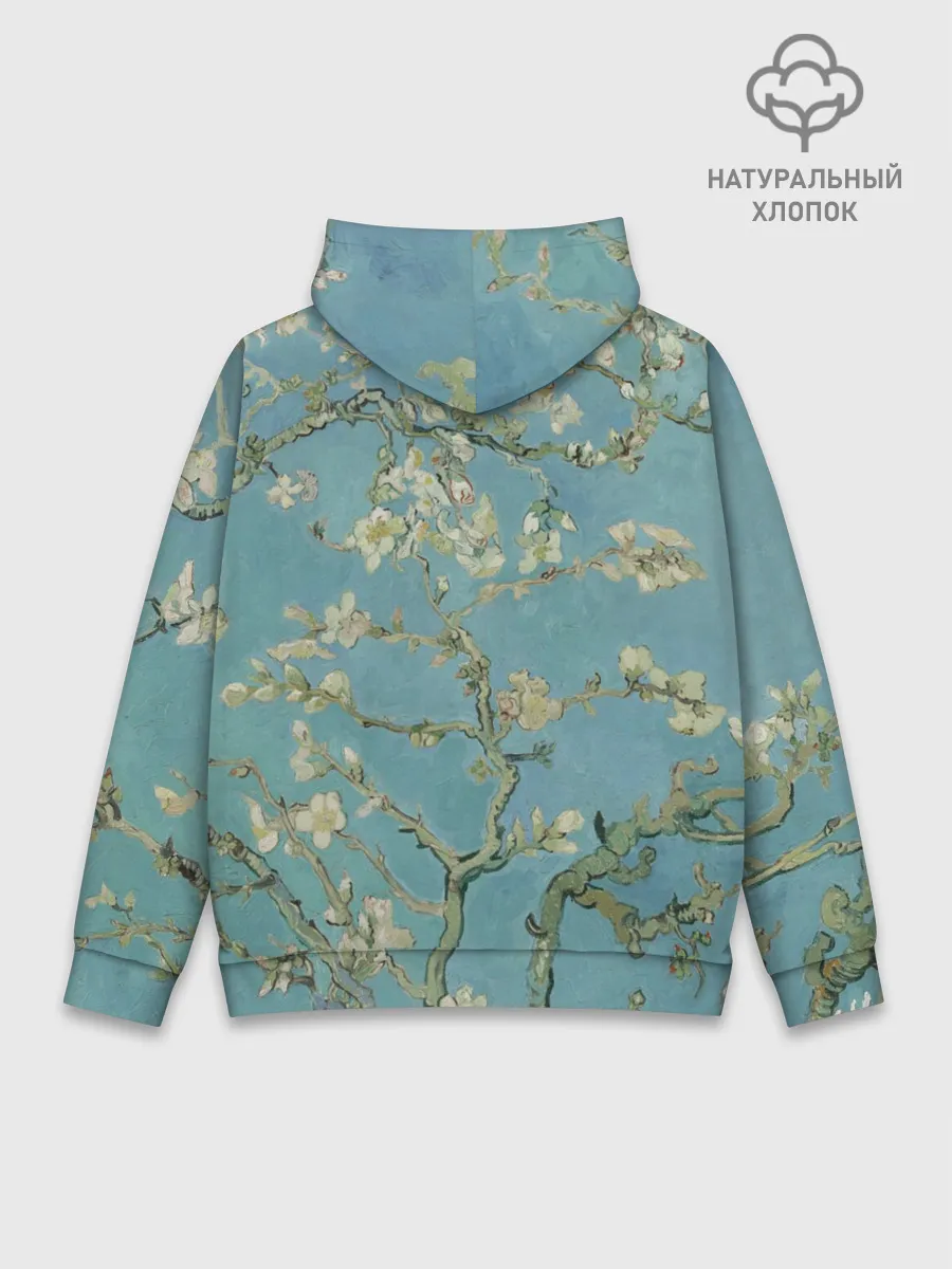 Худи мужской база хлопок / Ван Гог Цветущие ветки миндаля