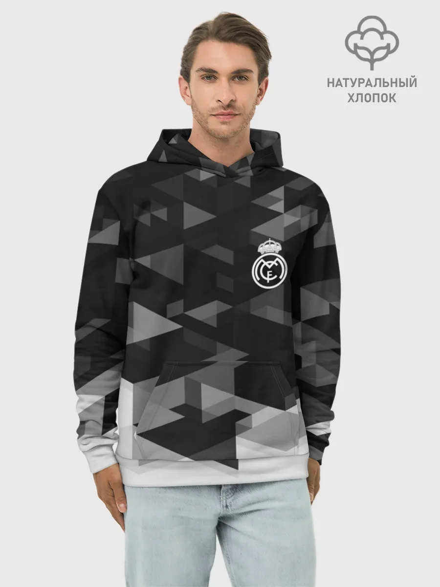 Худи мужской база хлопок / Real Madrid Geometry Sport