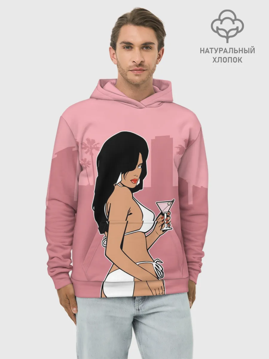 Худи мужской база хлопок / GTA VC - Девушка с мартини