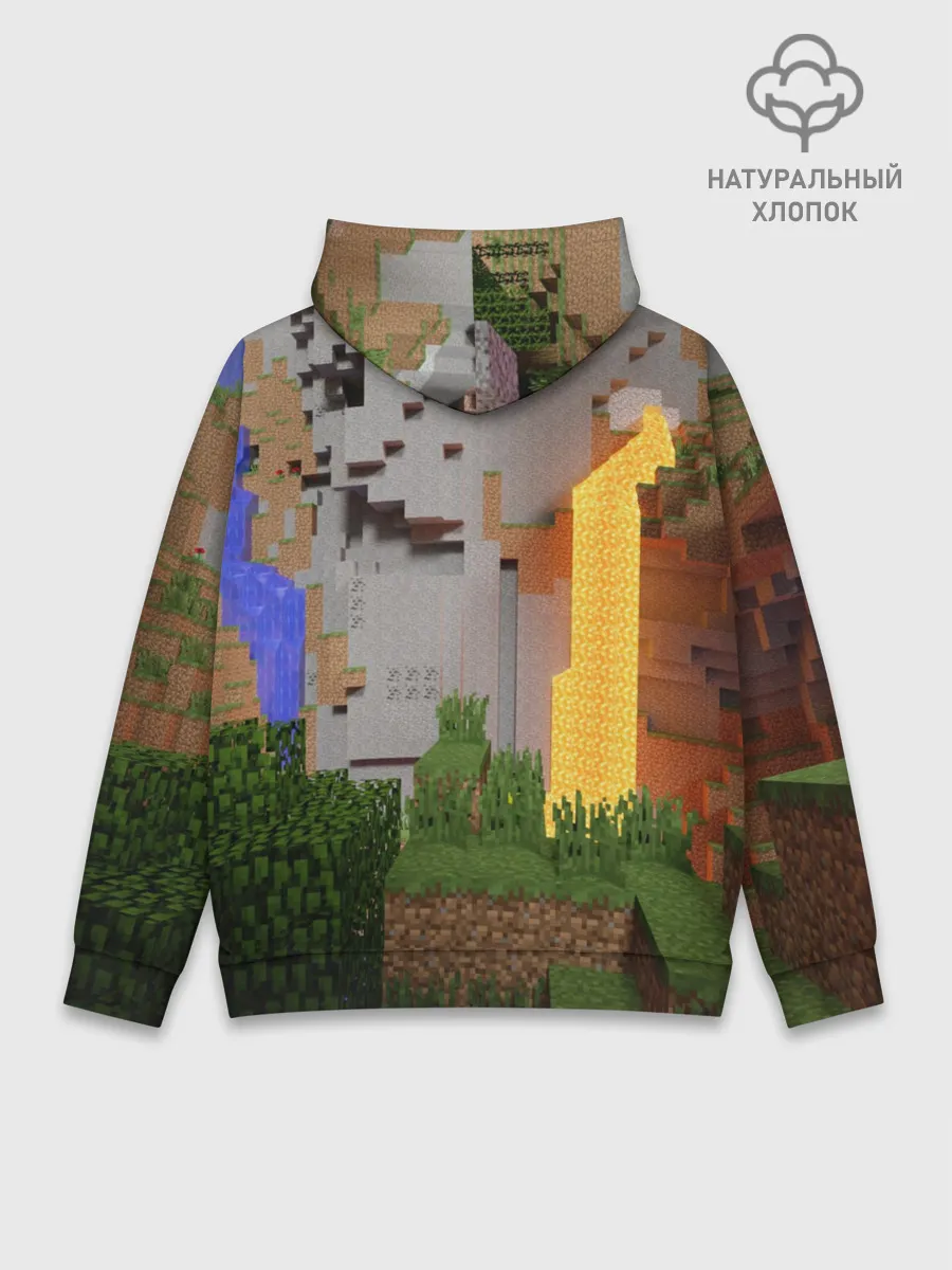 Худи мужской база хлопок / Стив сражается с Эндердраконом