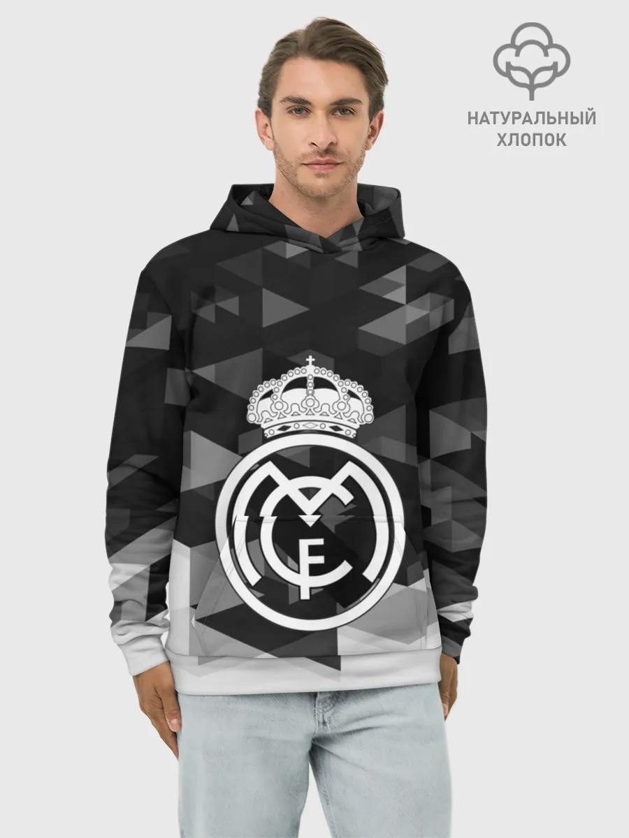 Худи мужской база хлопок / FC Real Madrid sport geometry