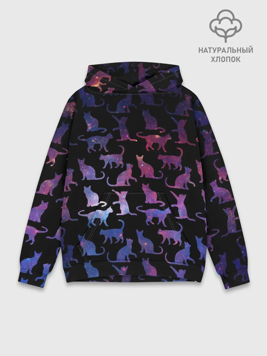 Худи мужской база хлопок / Космические Коты
