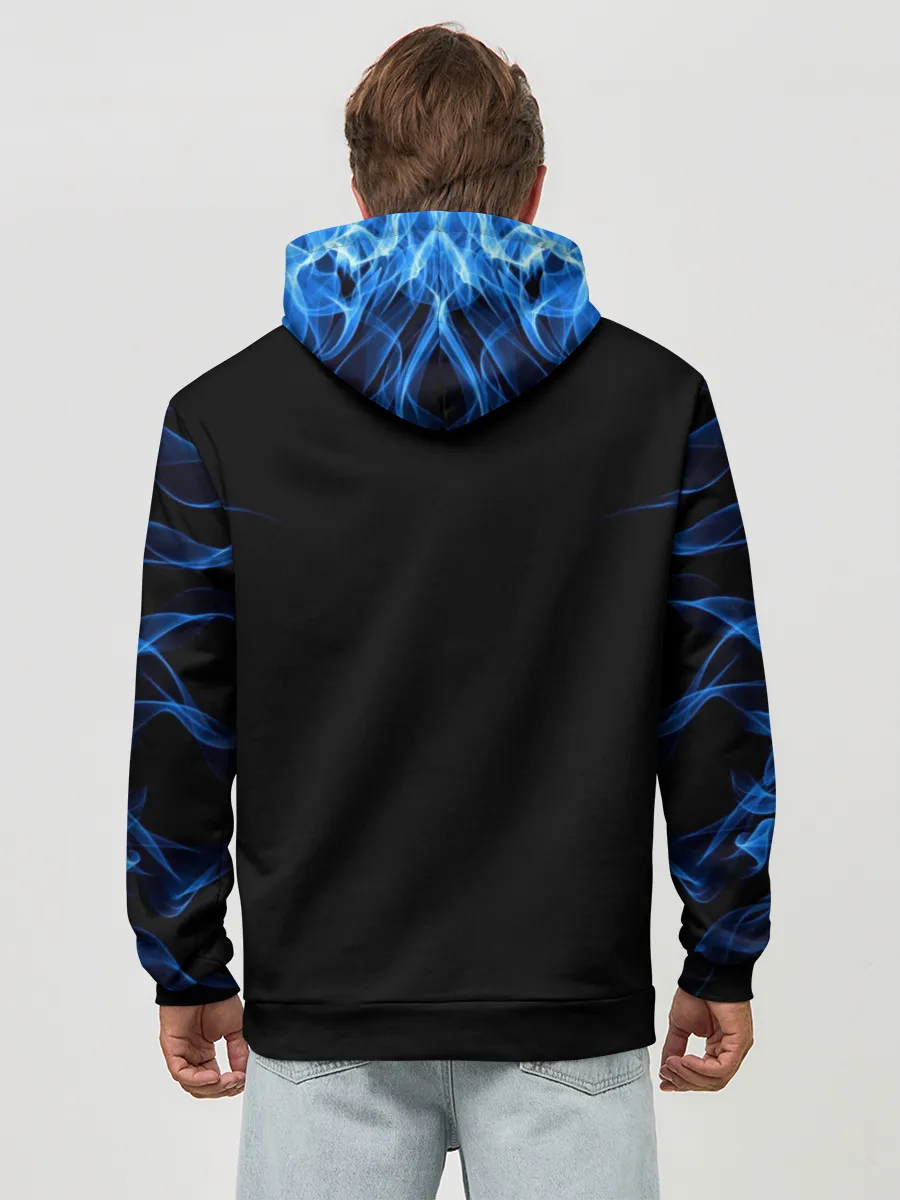 Худи мужской база хлопок / Синий тигр