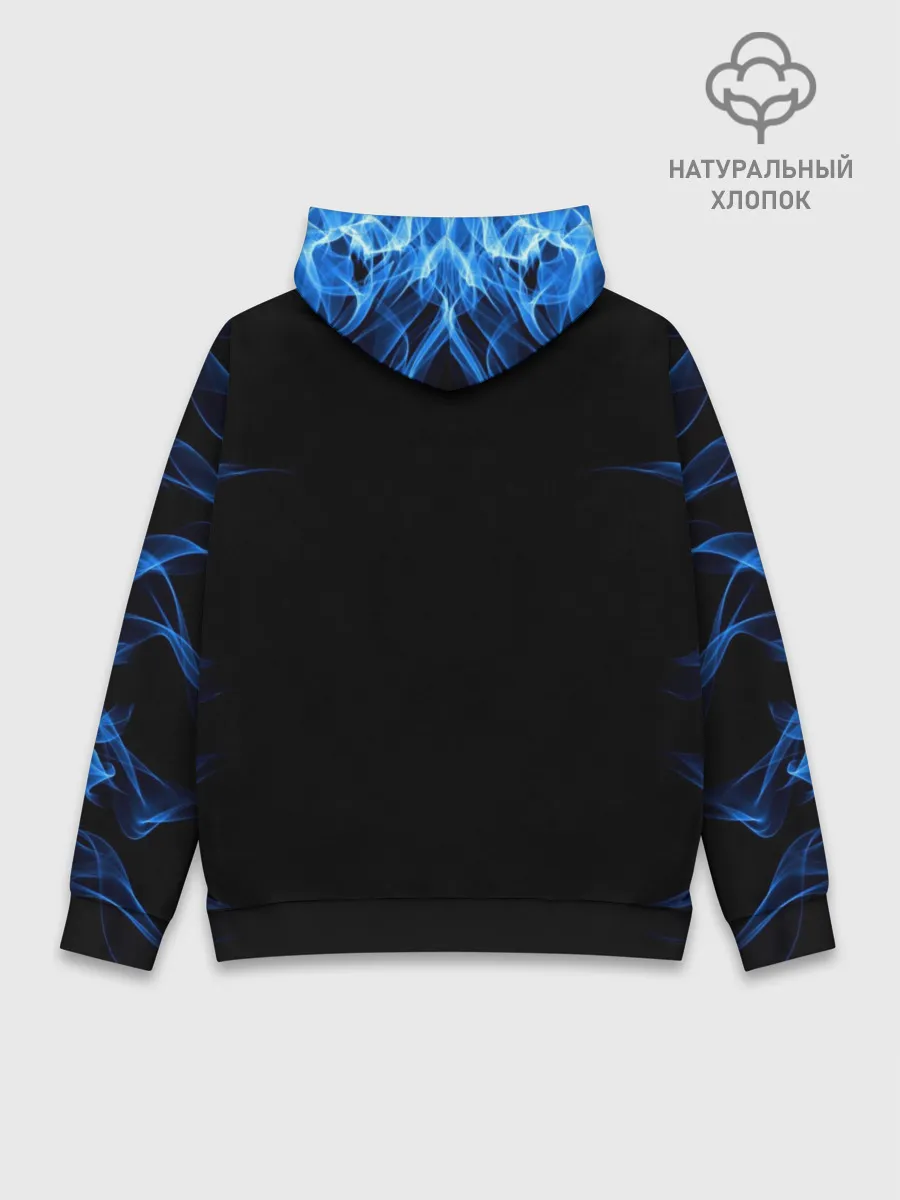 Худи мужской база хлопок / Синий тигр