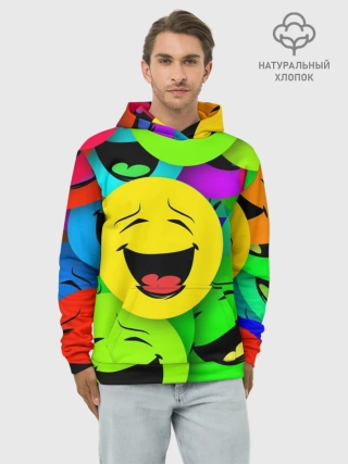 Худи мужской база хлопок / ВЕСЁЛЫЕ СМАЙЛИКИ.