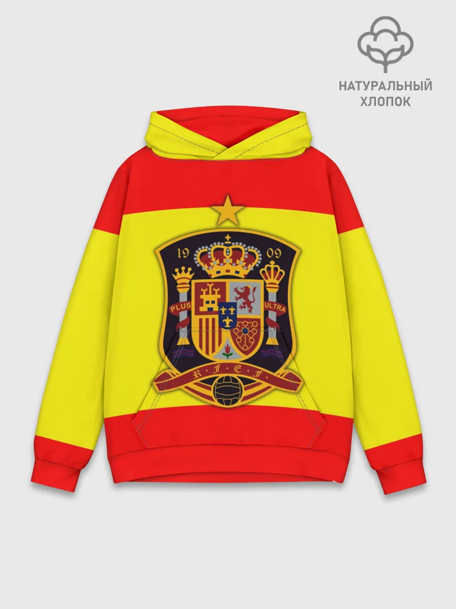 Худи мужской база хлопок / Сборная Испании флаг