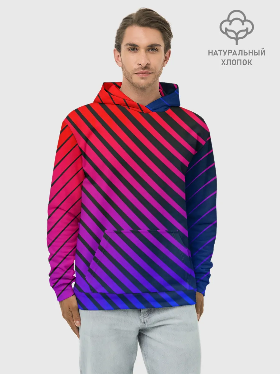 Худи мужской база хлопок / Градиентные линии