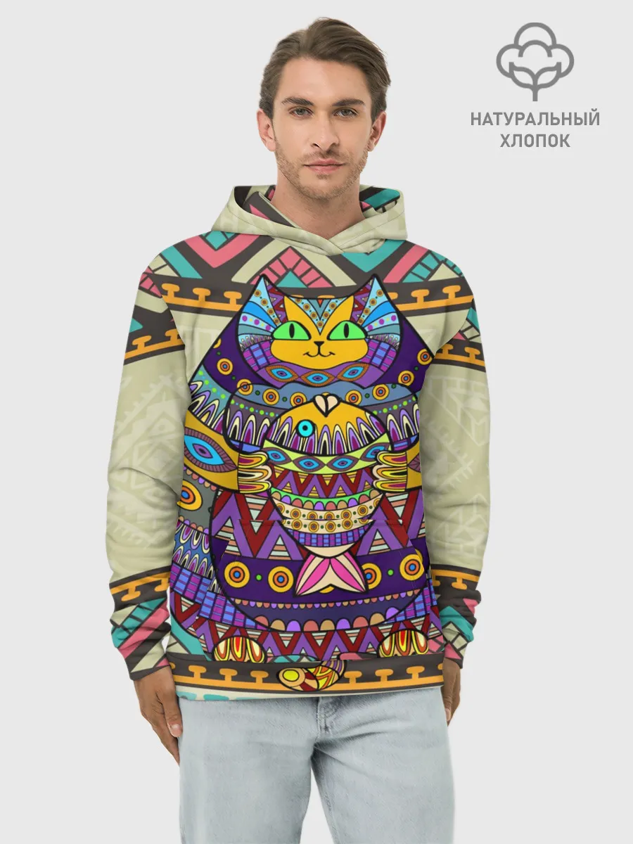 Худи мужской база хлопок / Кот 3