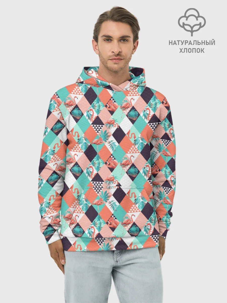 Худи мужской база хлопок / Фламинго