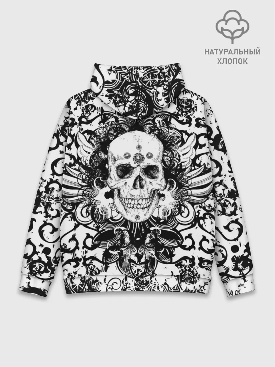 Худи мужской база хлопок / Grunge Skull