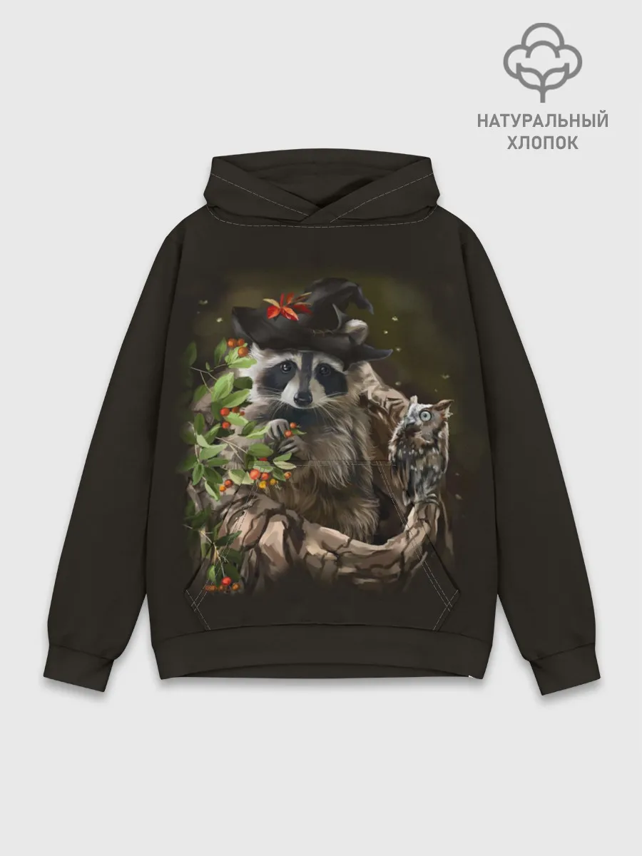 Худи мужской база хлопок / Енот и сова