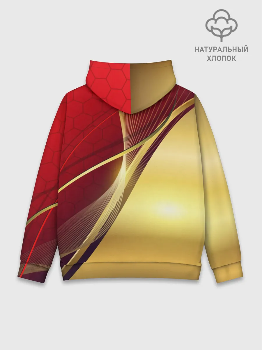 Худи мужской база хлопок / RUSSIA SPORT: Red and Gold.
