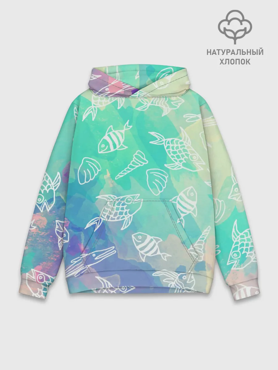 Худи мужской база хлопок / Рыбы