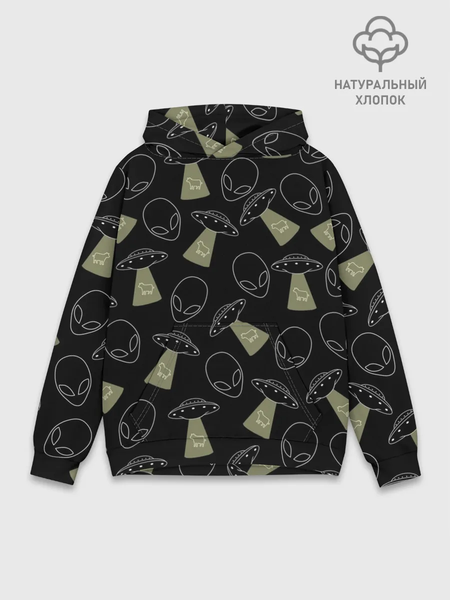Худи мужской база хлопок / НЛО похищение коров