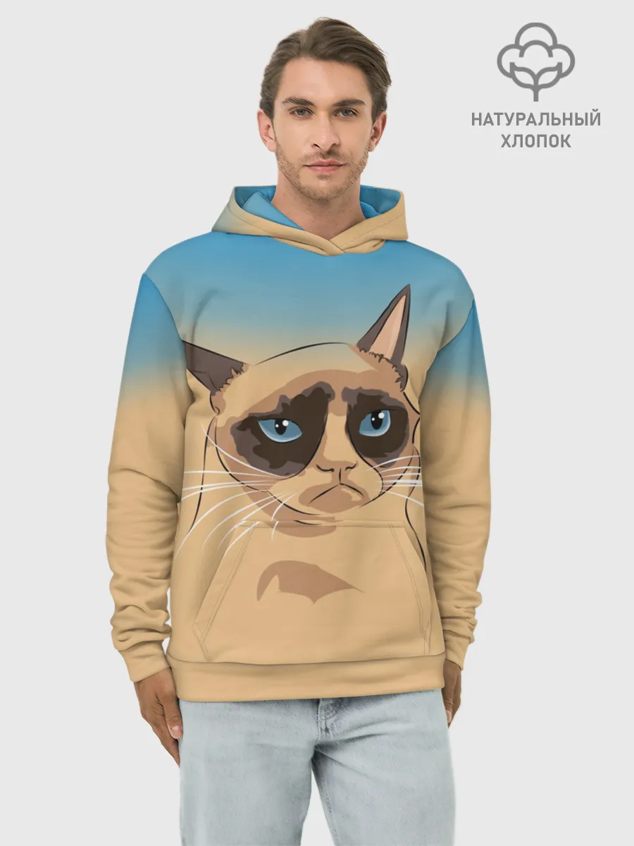 Худи мужской база хлопок / Grumpy cat ART