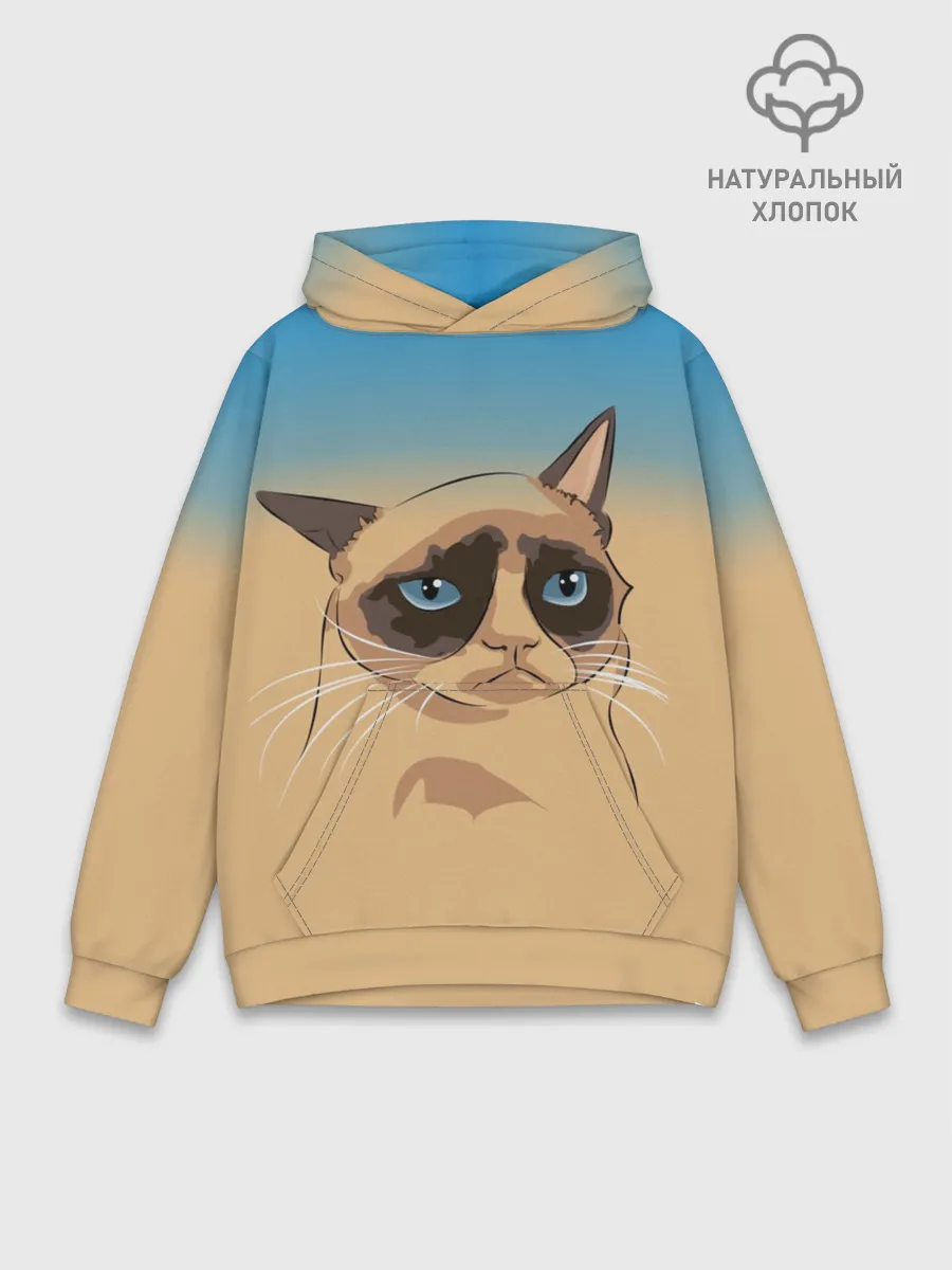 Худи мужской база хлопок / Grumpy cat ART