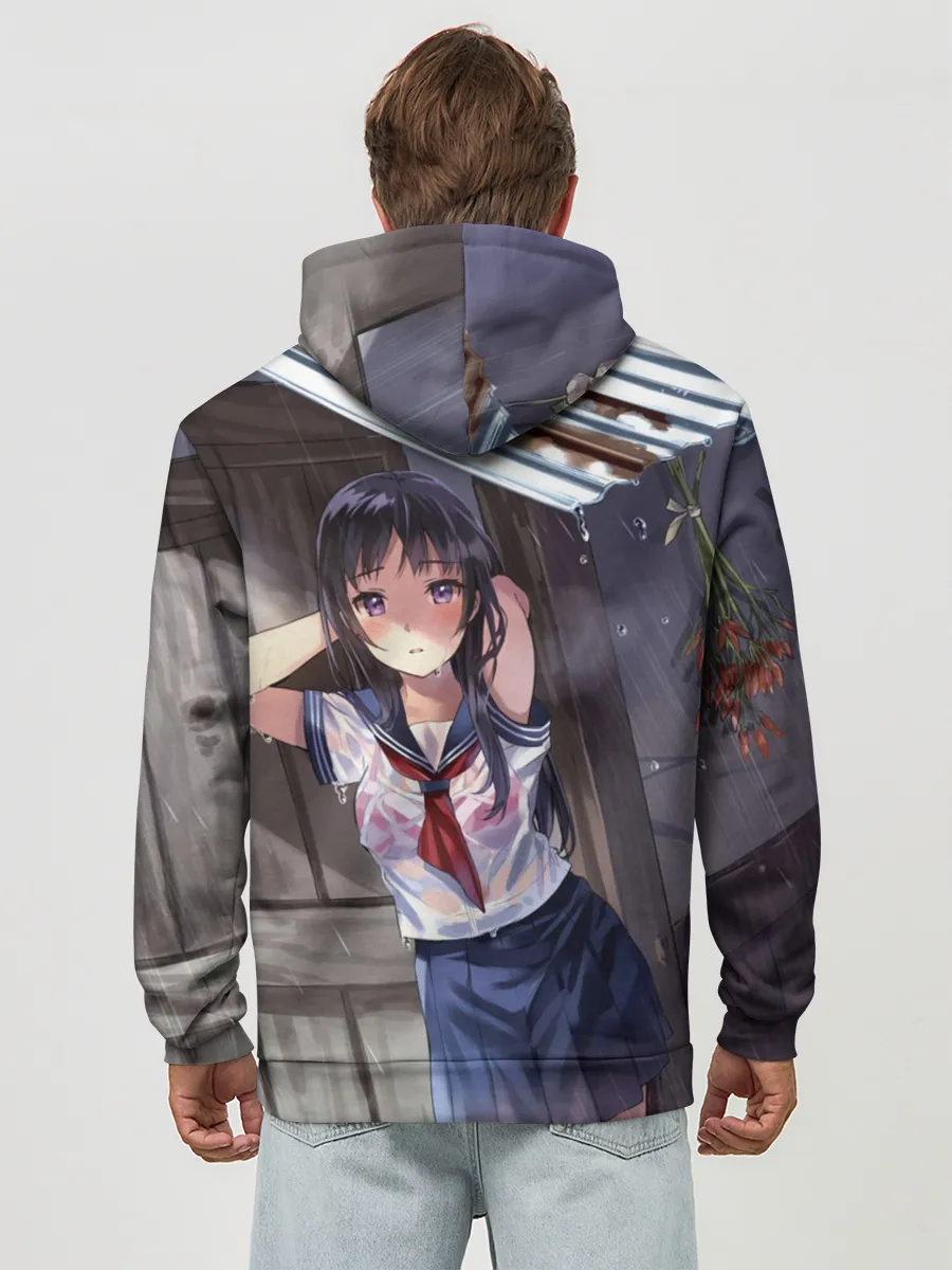 Худи мужской база хлопок / Летний дождь