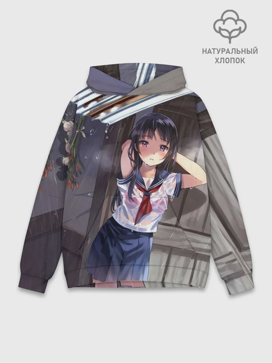 Худи мужской база хлопок / Летний дождь