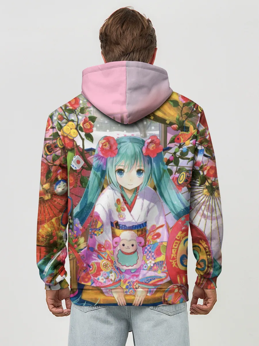 Худи мужской база хлопок / Окно Mika Hatsune