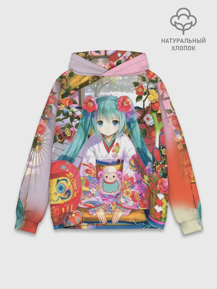 Худи мужской база хлопок / Окно Mika Hatsune