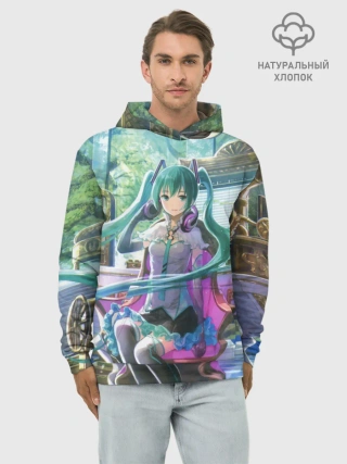 Худи мужской база хлопок / Мика Хацуне за фортепиано