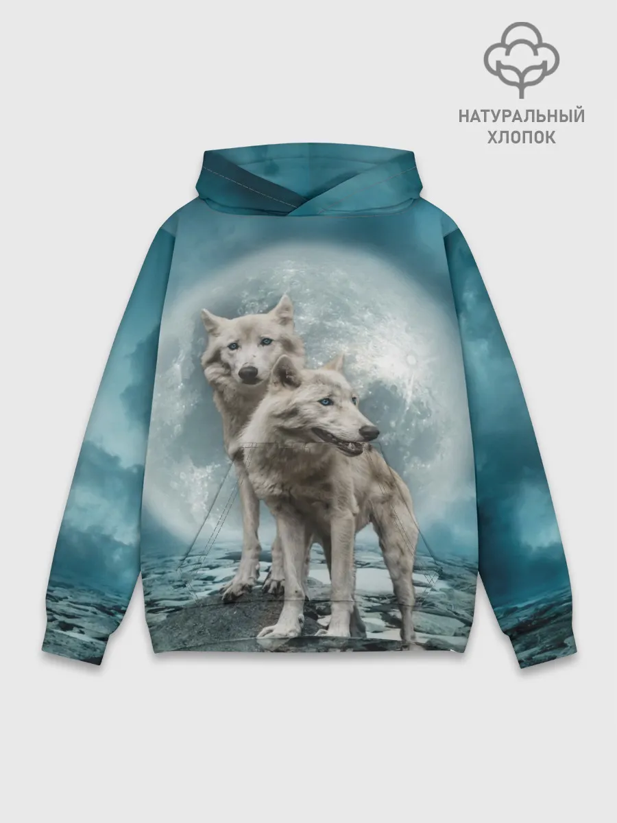 Худи мужской база хлопок / Волки