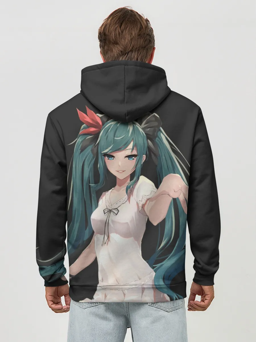 Худи мужской база хлопок / Хацуне Мику с протянутой рукой