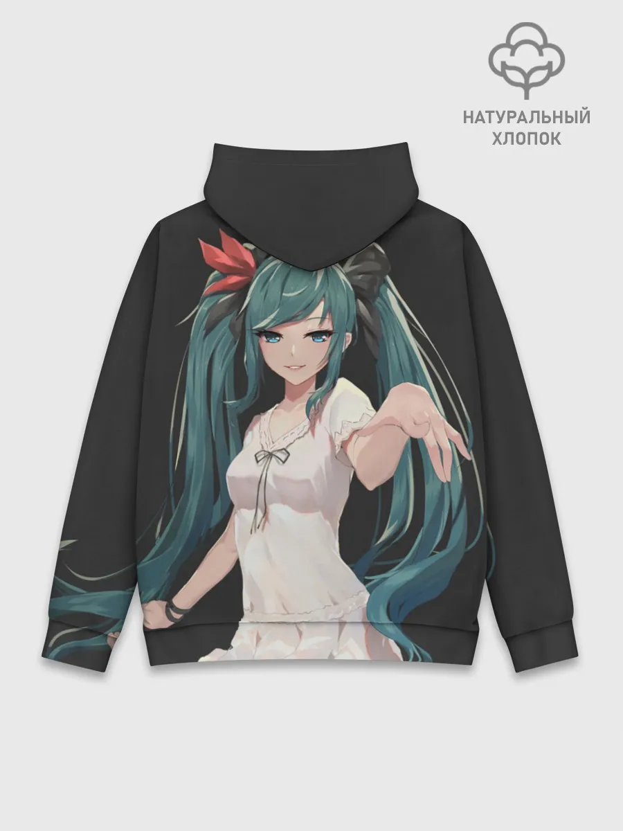 Худи мужской база хлопок / Хацуне Мику с протянутой рукой