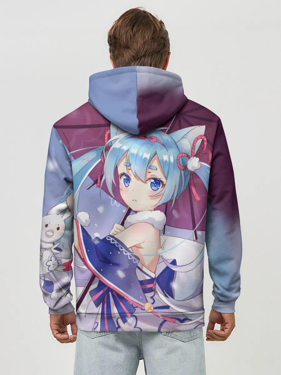 Худи мужской база хлопок / Хацуне Мику с зонтом