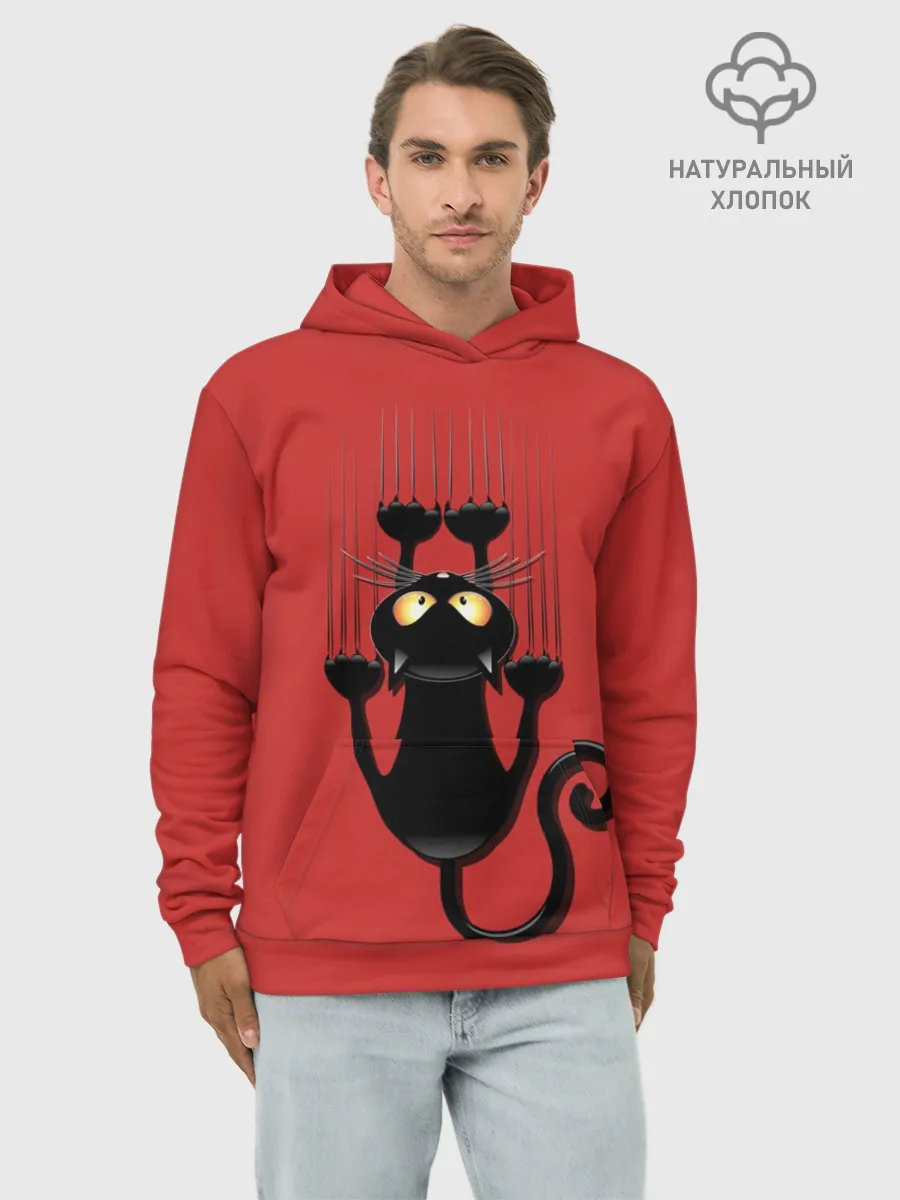 Худи мужской база хлопок / Черный Кот