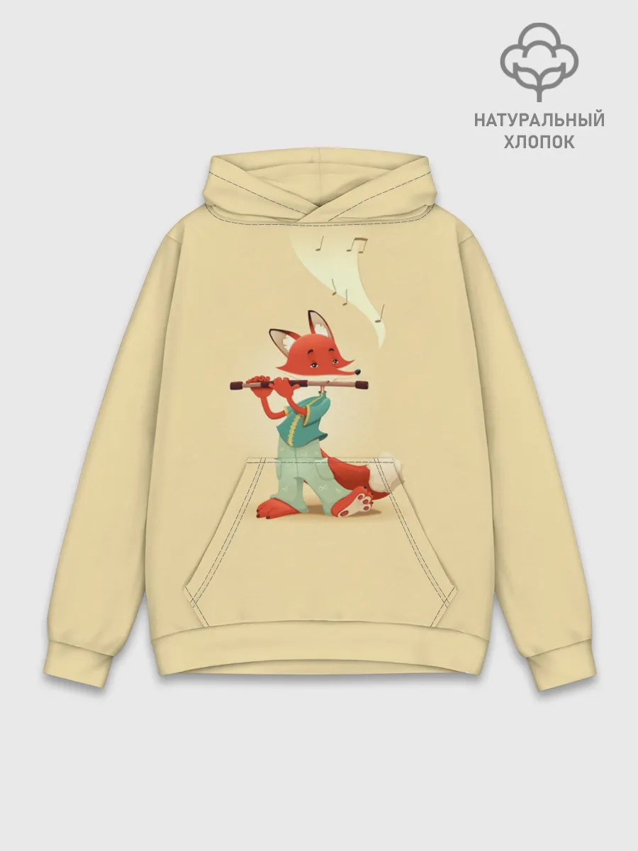 Худи мужской база хлопок / Лисичка с флейтой