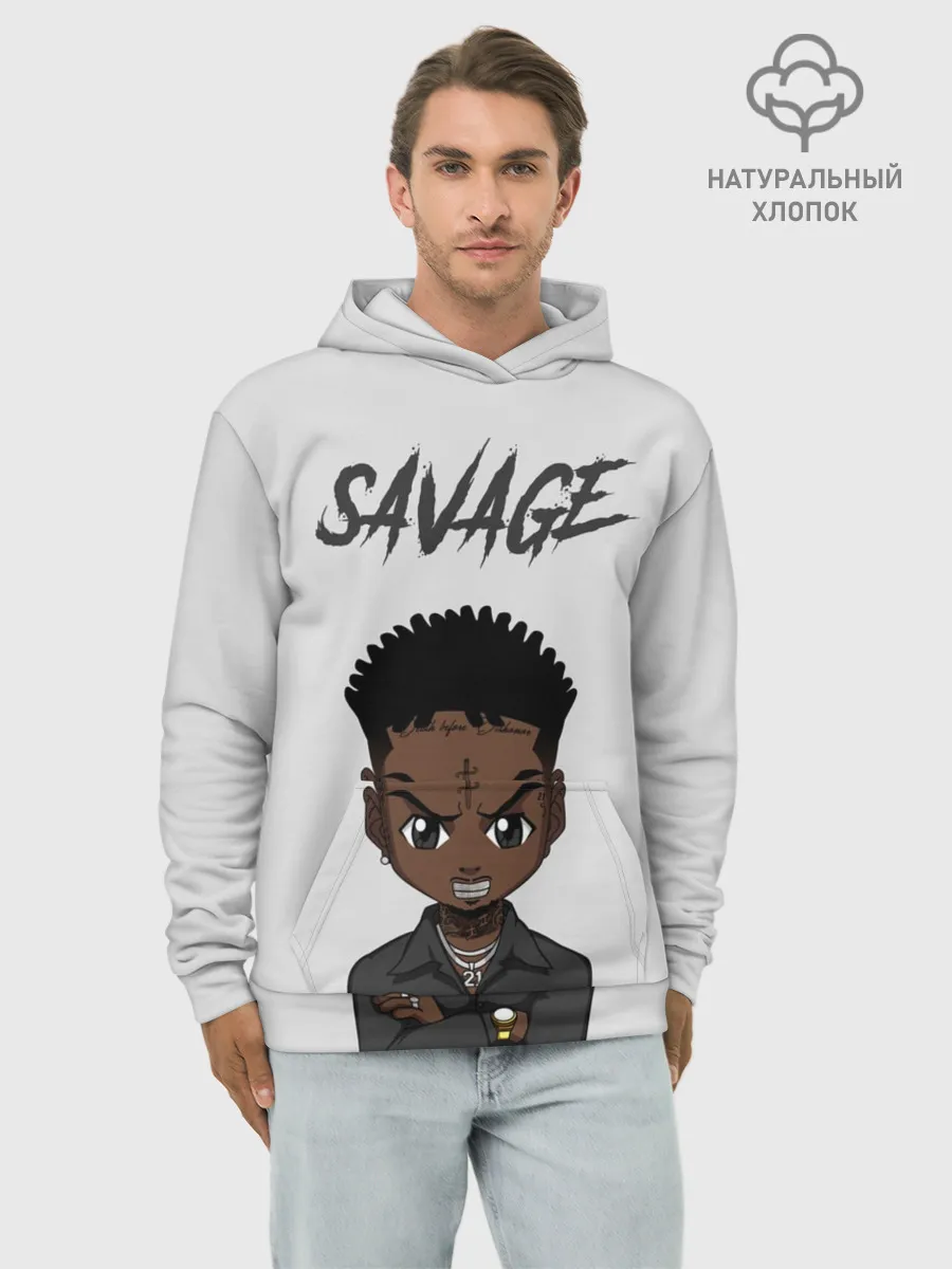 Худи мужской база хлопок / 21 Savage