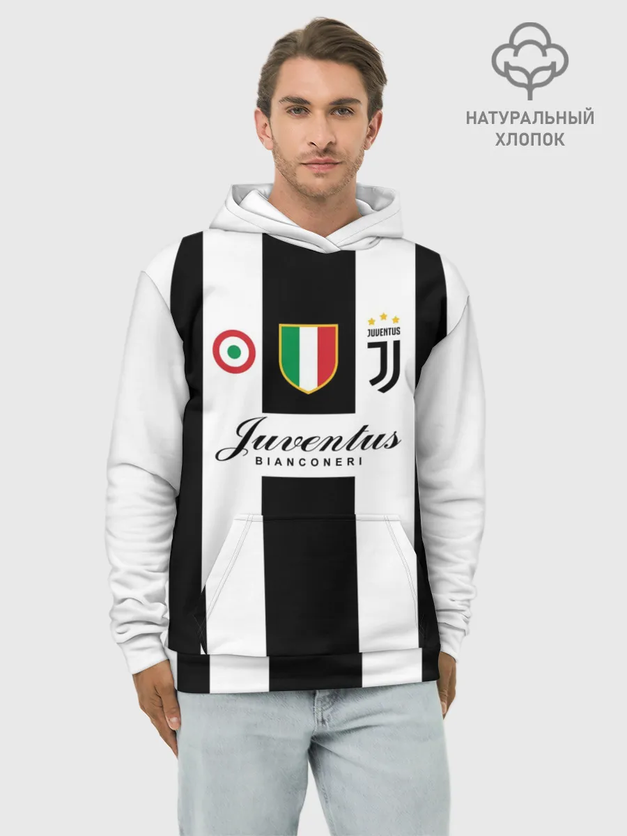 Худи мужской база хлопок / JUVENTUS BIANCONERI