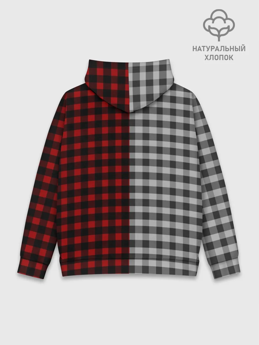 Худи мужской база хлопок / Красно белая рубашка в клетку