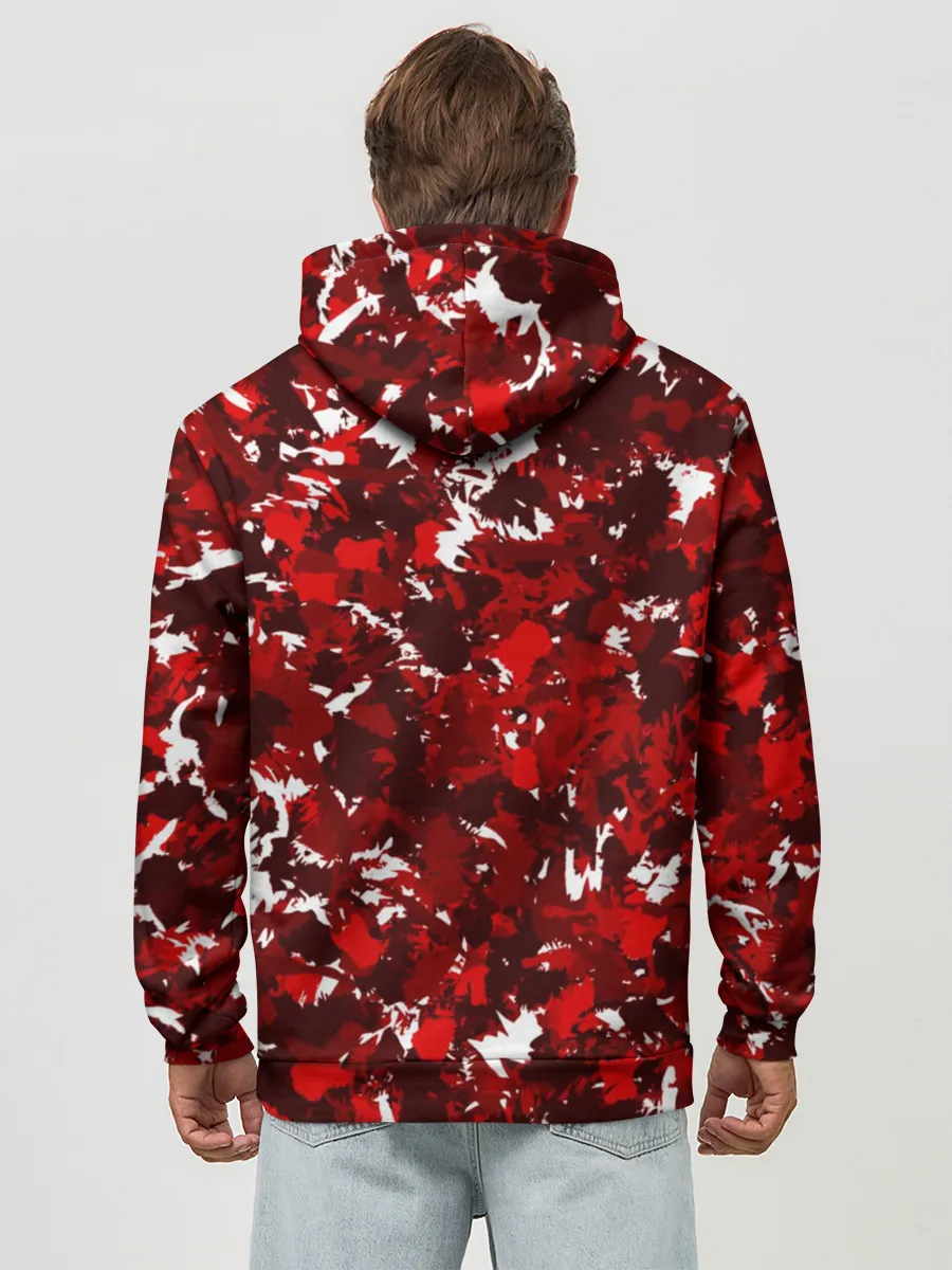 Худи мужской база хлопок / Краснобелый камуфляж с кабаном